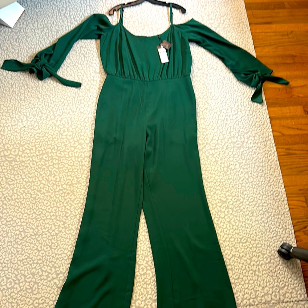 BCBG max Azria size large, gorgeous green jumpsuit